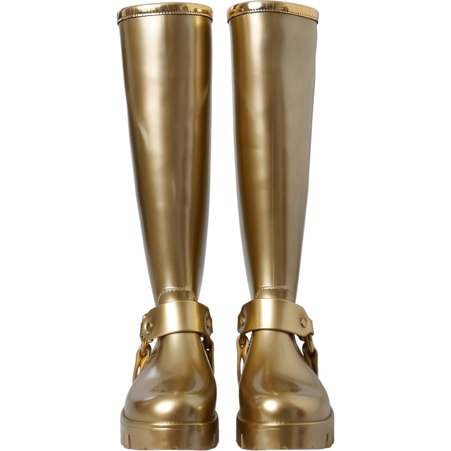 Dolce & Gabbana Metallic Gold Rubber PVC Rain Boots Shoes Dolce & Gabbana