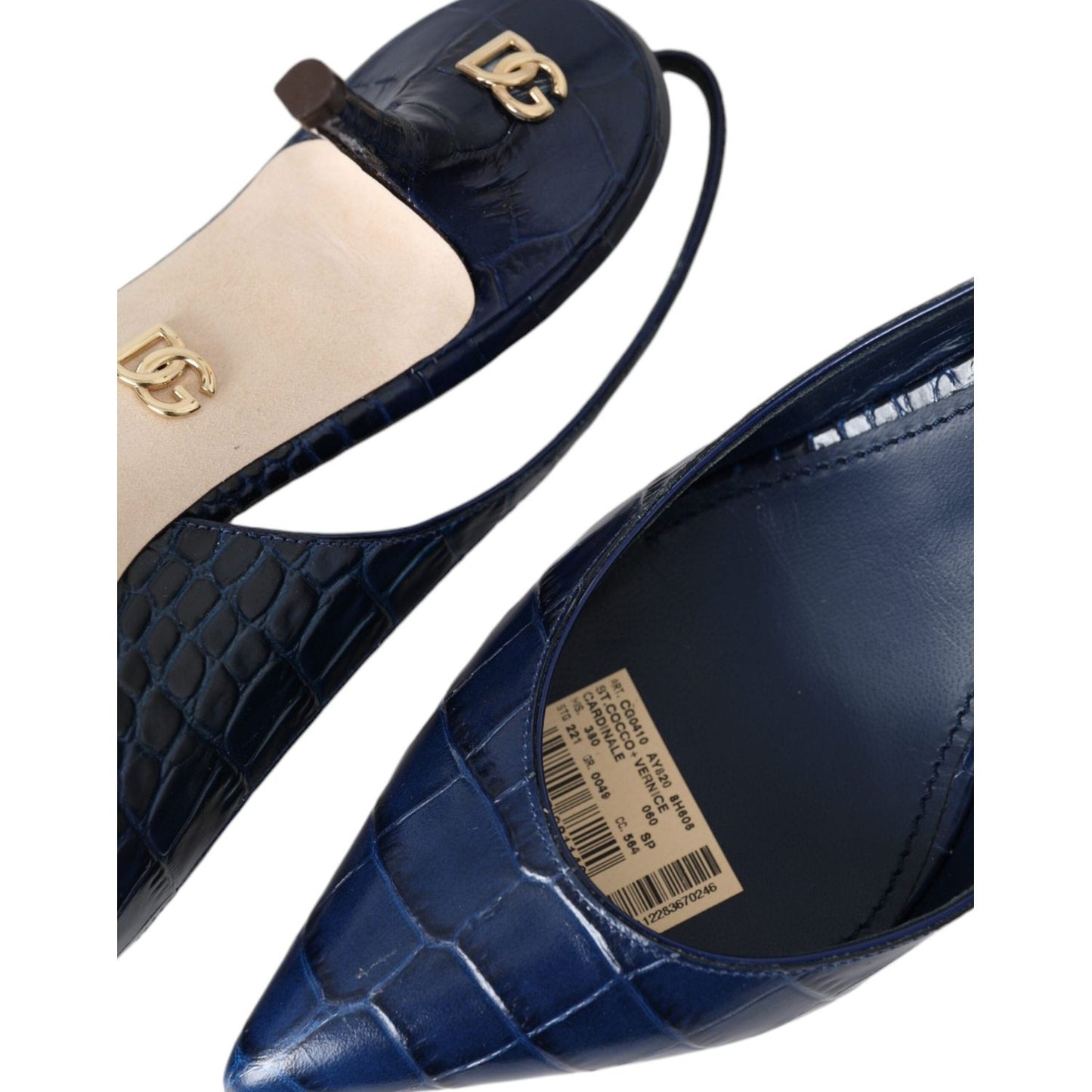 Dolce & Gabbana Dark Blue Croc Leather Slingbacks Shoes Dolce & Gabbana