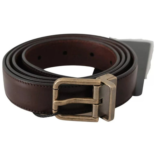 Dolce & Gabbana Brown Leather Gold Buckle Men Belt Dolce & Gabbana