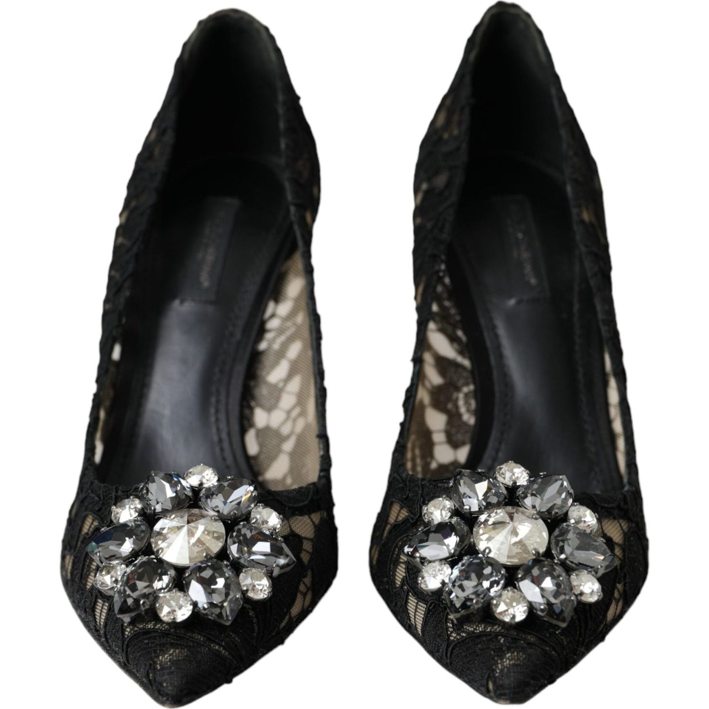 Dolce & Gabbana Black Taormina Lace Crystal Heel Pumps Shoes Dolce & Gabbana