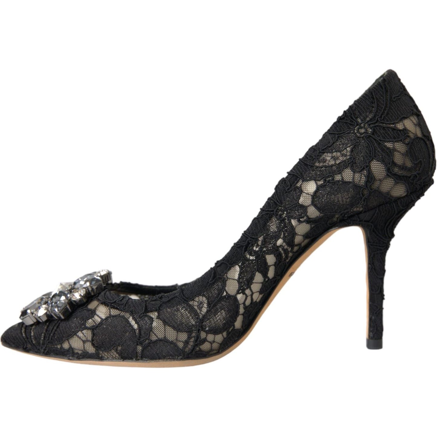 Dolce & Gabbana Black Taormina Lace Crystal Heel Pumps Shoes Dolce & Gabbana