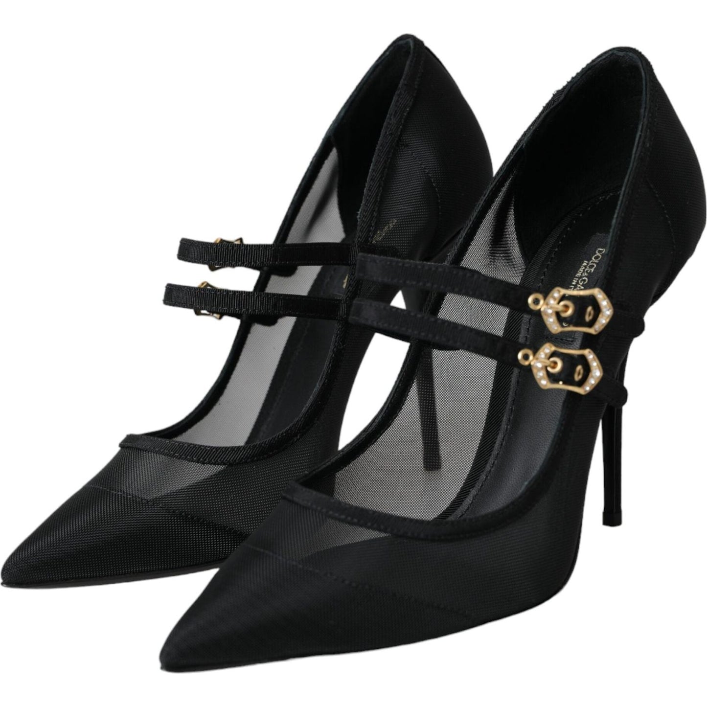 Dolce & Gabbana Black Mesh Mary Janes Heels Pumps Shoes Dolce & Gabbana