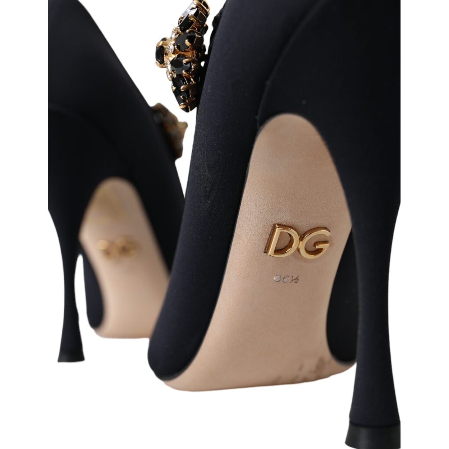 Dolce & Gabbana Black Mary Jane Jersey Crystal Pumps Shoes Dolce & Gabbana