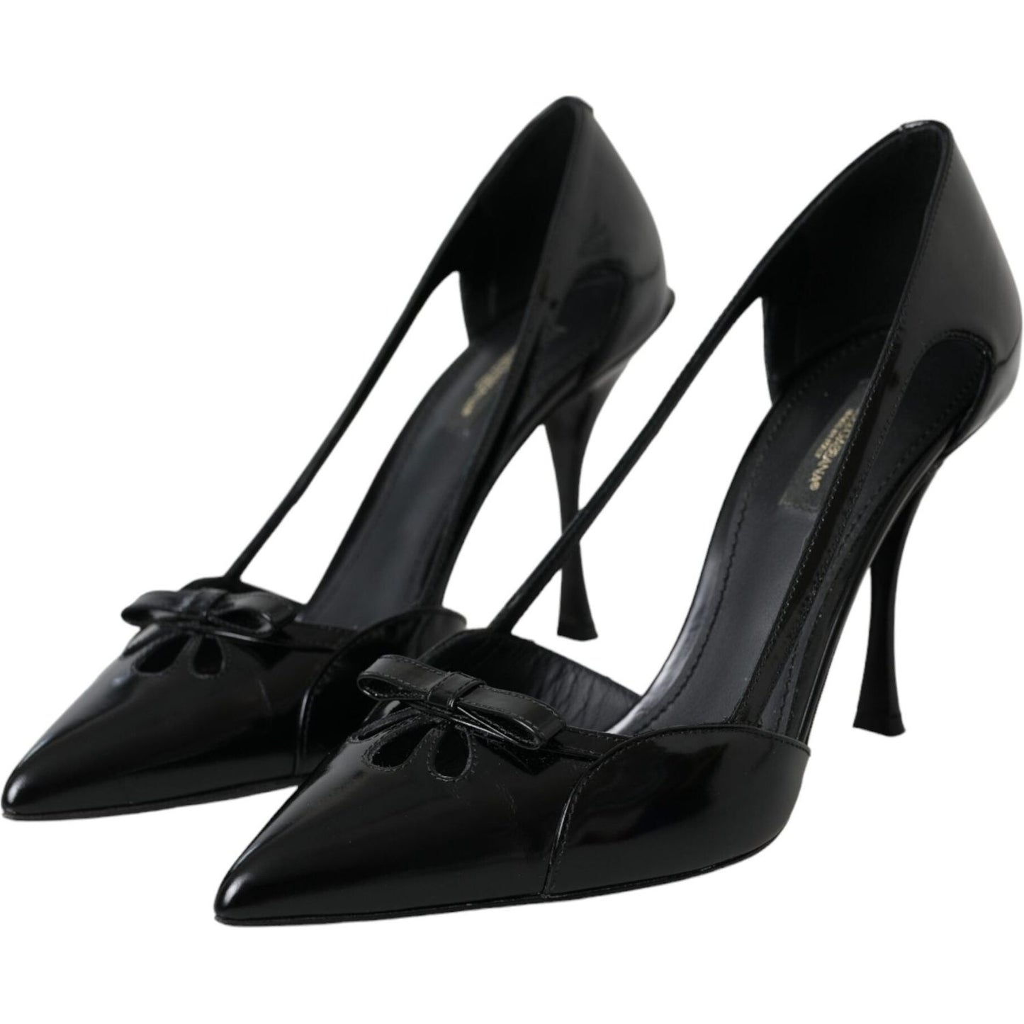 Dolce & Gabbana Black Calf Leather Pointed Heels Pumps Shoes Dolce & Gabbana