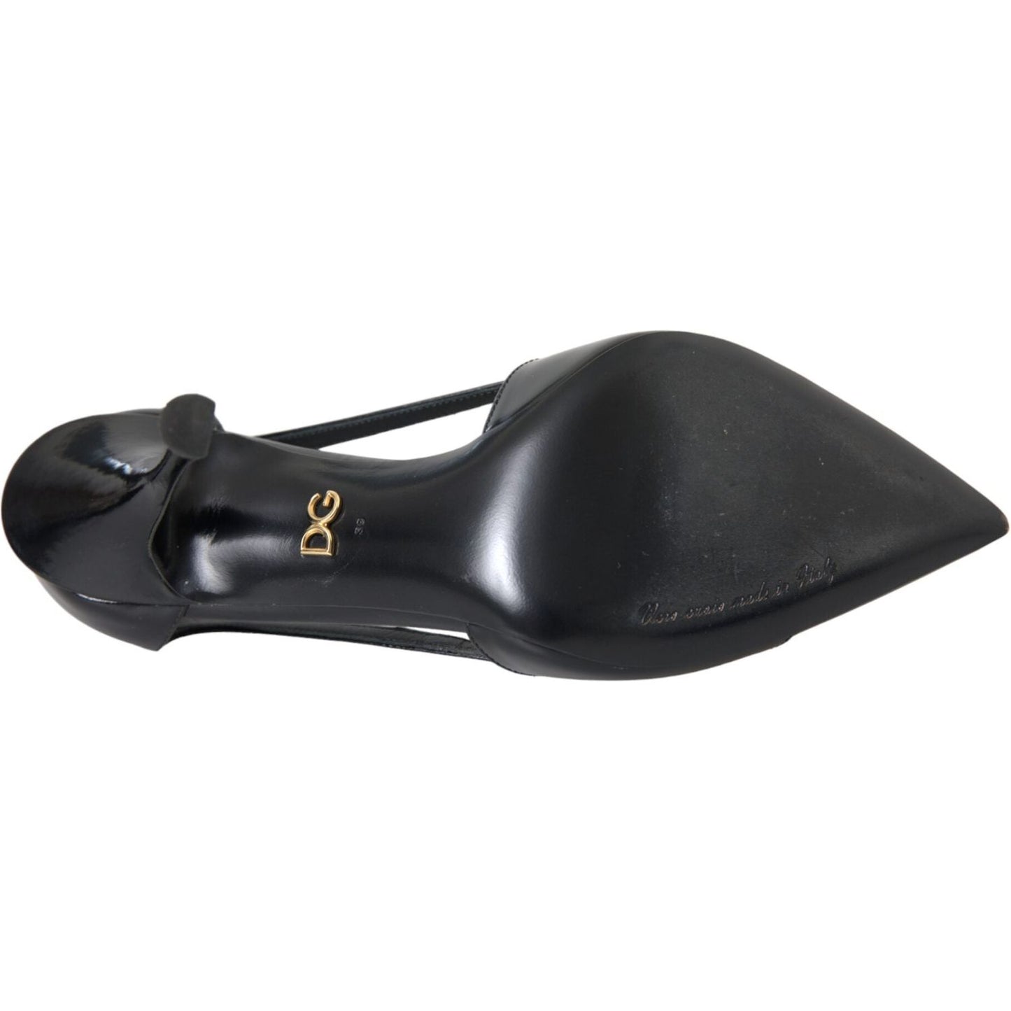 Dolce & Gabbana Black Calf Leather Pointed Heels Pumps Shoes Dolce & Gabbana