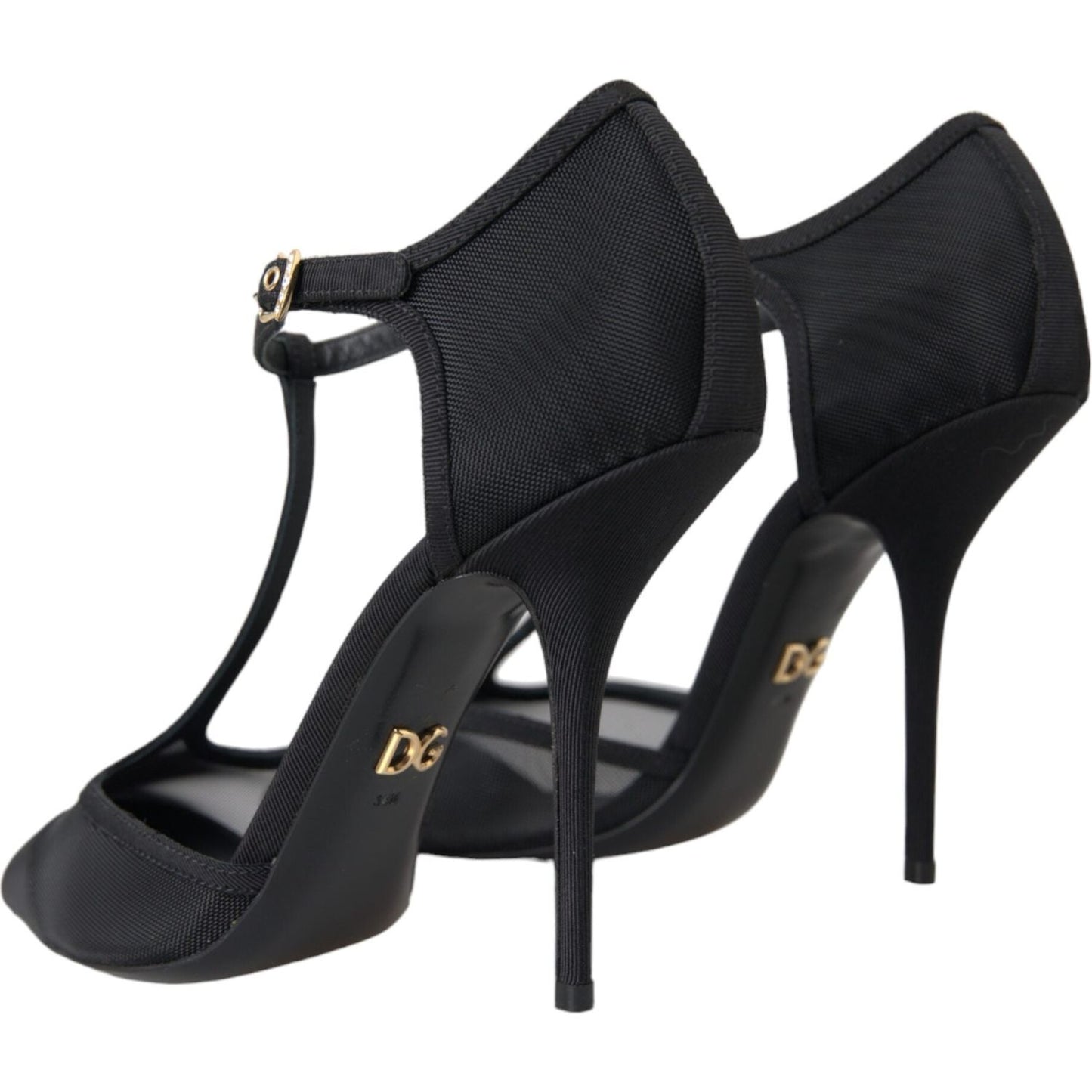 Dolce & Gabbana Black Mesh T-strap Stiletto Heel Pumps Shoes Dolce & Gabbana