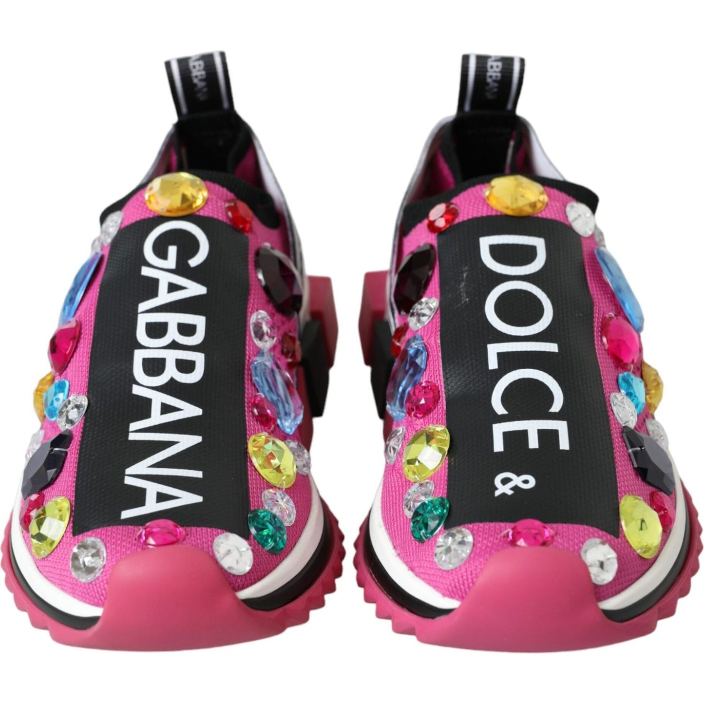 Dolce & Gabbana Pink Sorrento Crystals Sneakers Shoes Dolce & Gabbana