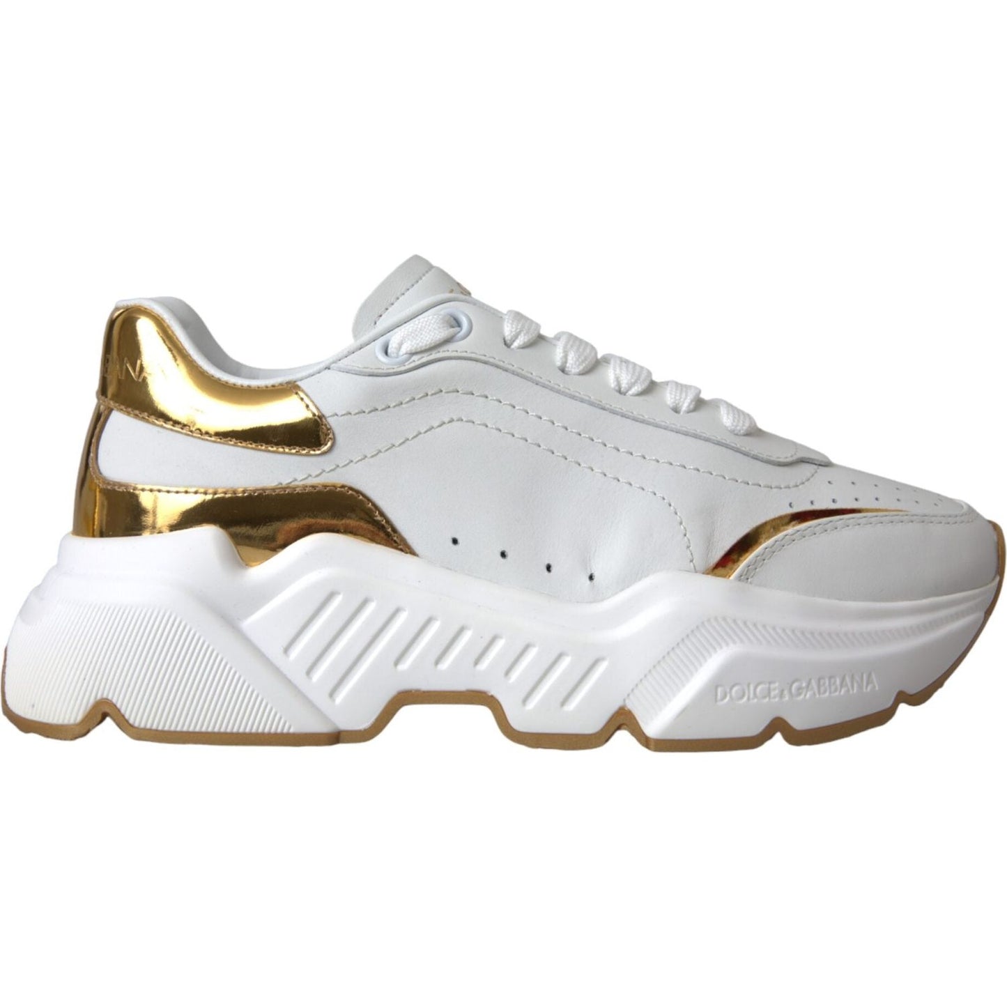 Dolce & Gabbana White Gold Low Top Daymaster Sneakers Women Shoes Dolce & Gabbana