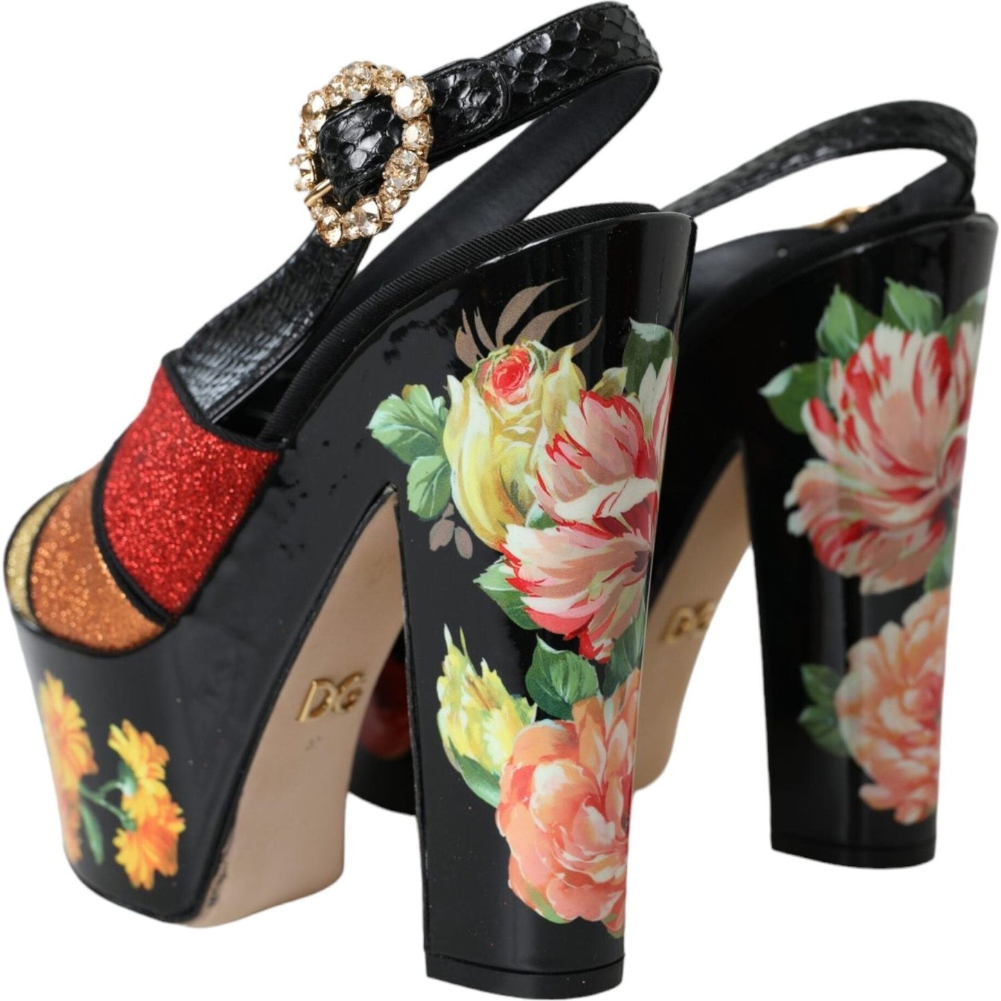 Dolce & Gabbana Multicolor Floral Crystal Platform Sandals Shoes Dolce & Gabbana