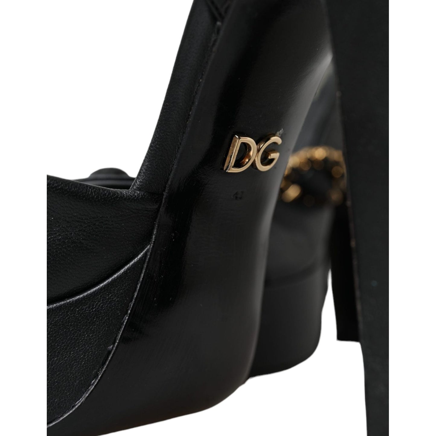 Dolce & Gabbana Black Leather Crystal Platform Sandals Shoes Dolce & Gabbana