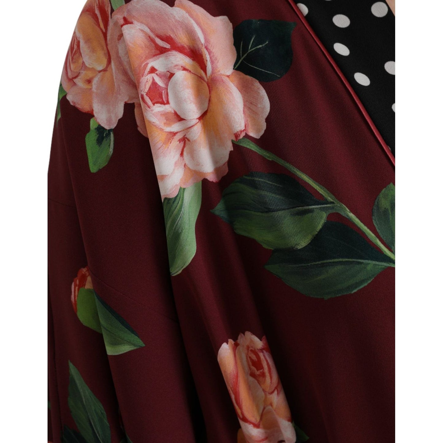 Dolce & Gabbana Bordeaux Floral Maxi Kaftan Crepe Robe Dress Dolce & Gabbana