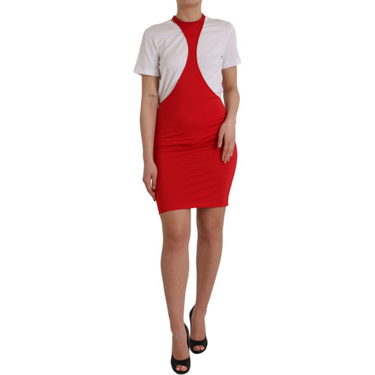 Dolce & Gabbana Red Nylon Stretch Bodycon Sheath Mini Dress Dolce & Gabbana