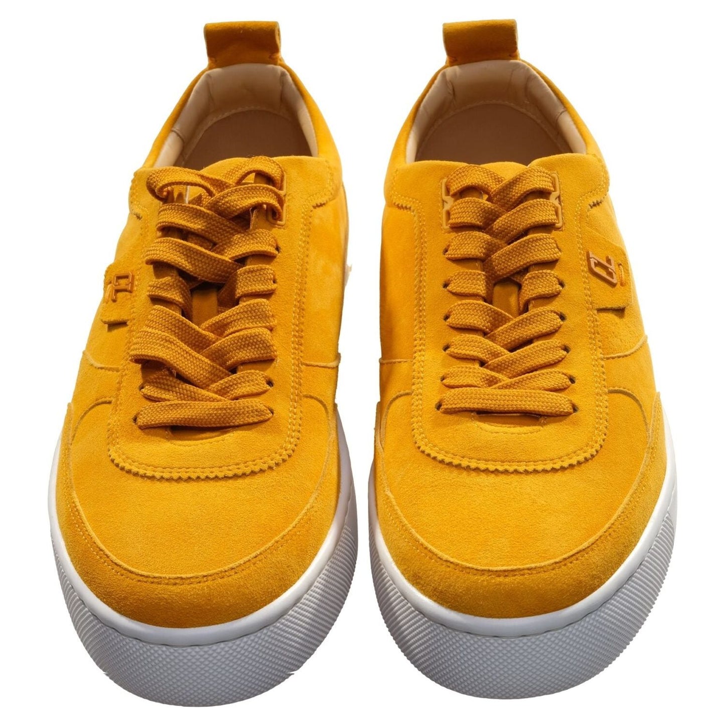 Christian Louboutin Happyrui Flat Yellow Suede Laceup Sneakers Christian Louboutin