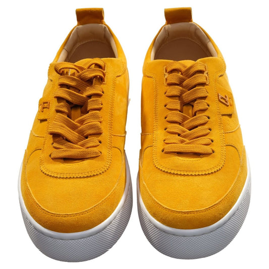 Christian Louboutin Happyrui Flat Yellow Suede Laceup Sneakers Christian Louboutin