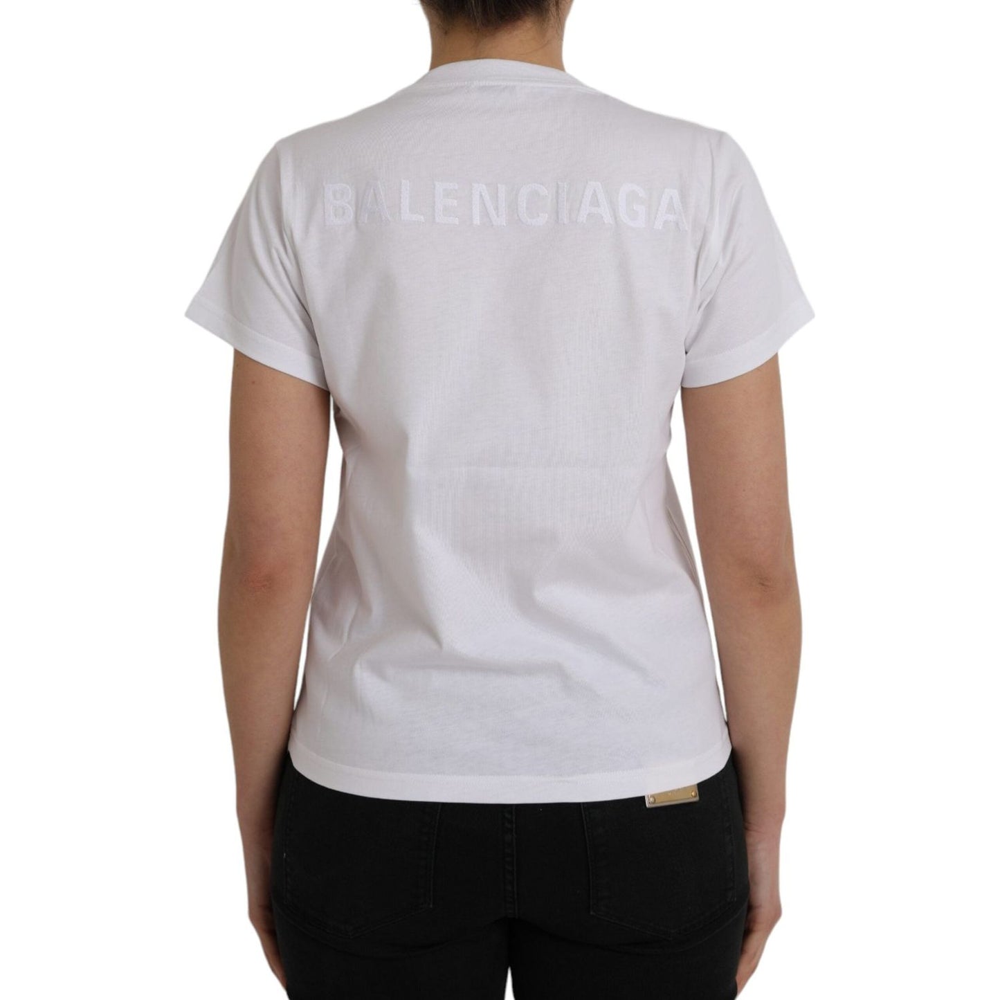 Balenciaga White Cotton Crew Neck Short Sleeves Tee T-shirt Balenciaga