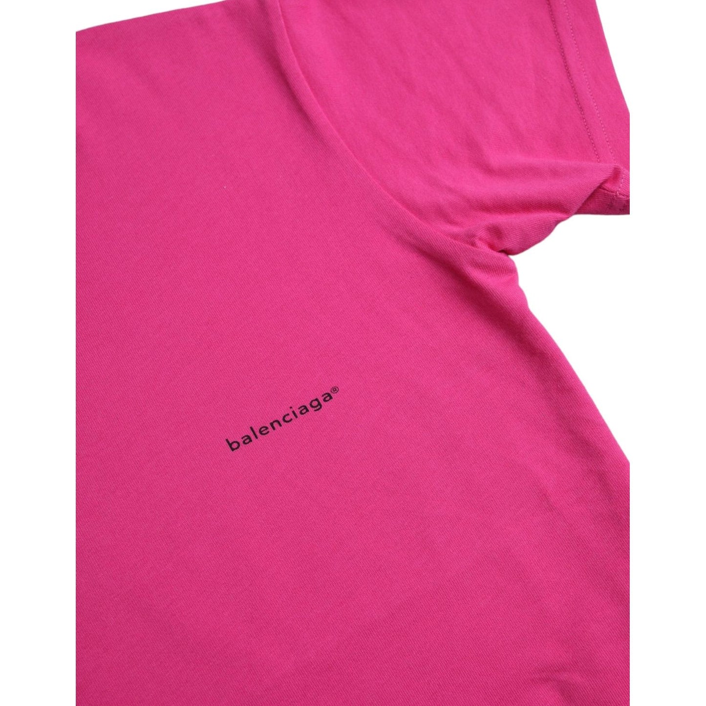 Balenciaga Pink Cotton Crew Neck Short Sleeves Tee Top T-shirt Balenciaga