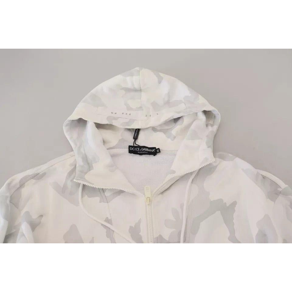 Dolce & Gabbana White Camouflage Hooded Sweatshirt Sweater Dolce & Gabbana