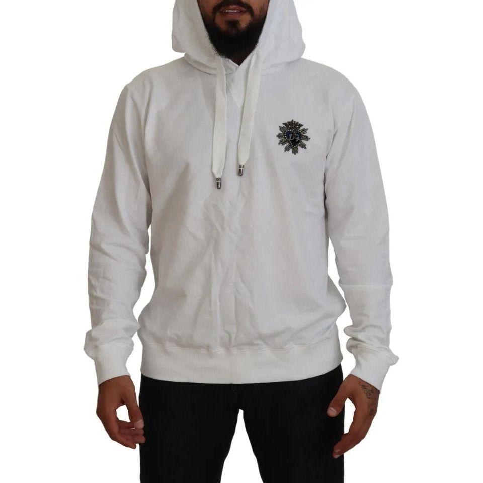 Dolce & Gabbana White Cotton Hooded Sweatshirt Sweater Dolce & Gabbana