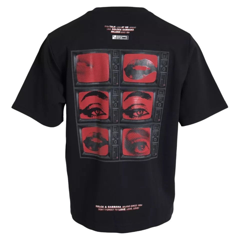 Dolce & Gabbana Black Eyes Short Sleeve Cotton T-shirt Dolce & Gabbana