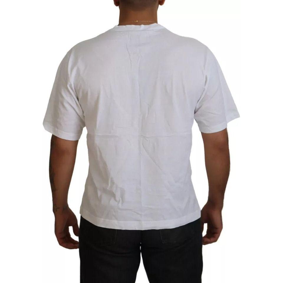 Dolce & Gabbana White Cotton DG Appliqué Men Casual T-shirt Dolce & Gabbana