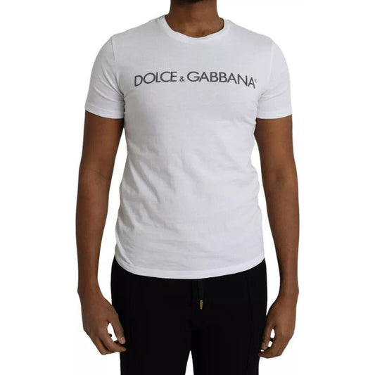 Dolce & Gabbana White Logo Cotton Crew Neck Short Sleeves T-shirt Dolce & Gabbana