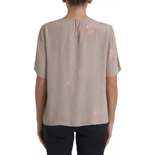 Dolce & Gabbana Brown Round Neck Short Sleeve Blouse Top Dolce & Gabbana