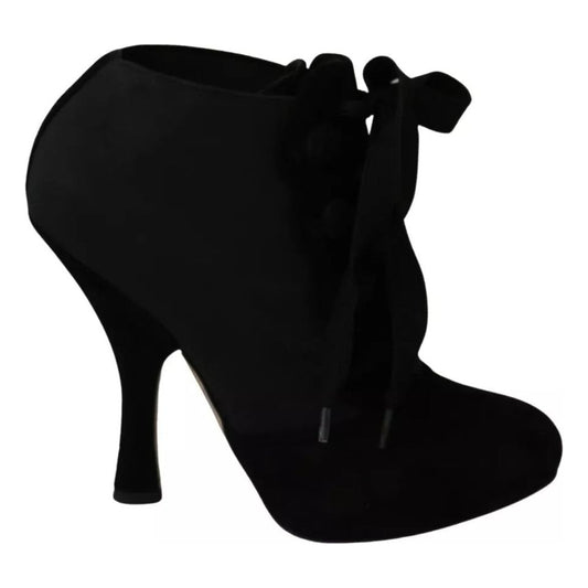 Dolce & Gabbana Black Suede Stretch Ankle Boots Booties Shoes Dolce & Gabbana