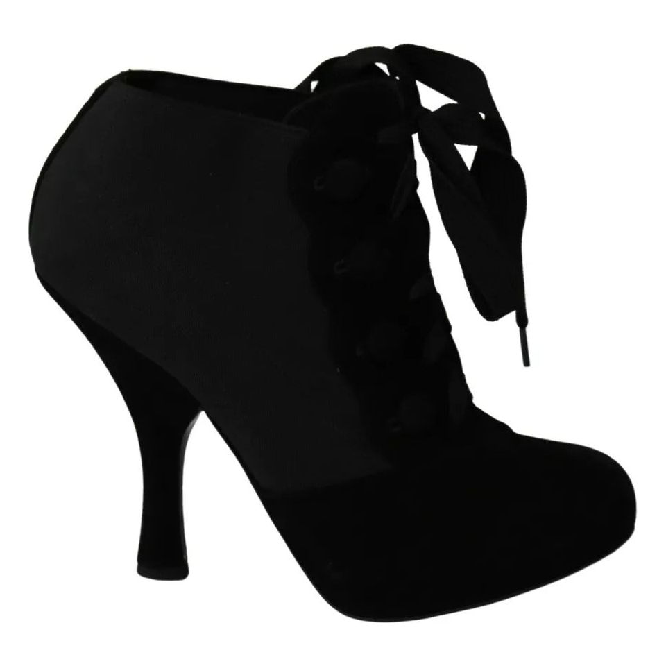 Dolce & Gabbana Black Suede Stretch Ankle Boots Booties Shoes Dolce & Gabbana