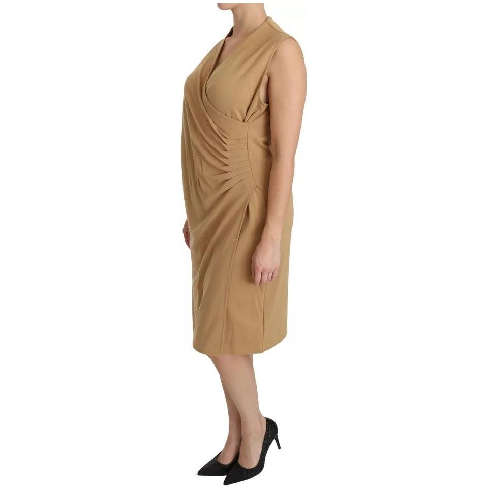 Ralph Lauren Brown V-neck Shift Knee Length Viscose Dress Ralph Lauren