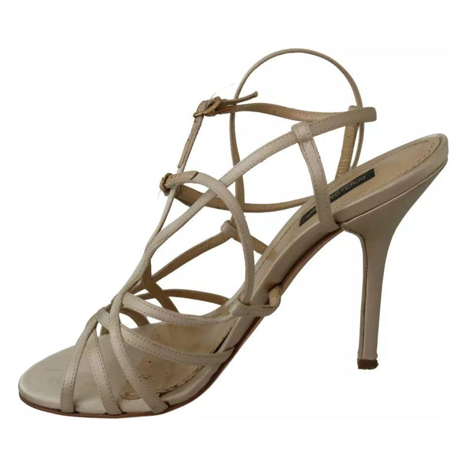 Dolce & Gabbana Gold Silk Ankle Strap Heels Sandals Shoes Dolce & Gabbana