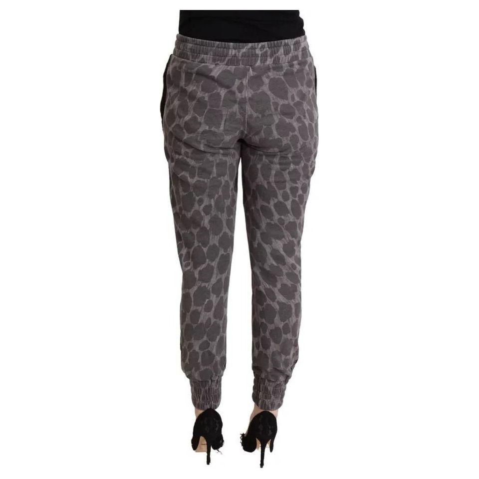 Dolce & Gabbana Gray Leopard Print Sweatpants Jogger Pants Dolce & Gabbana