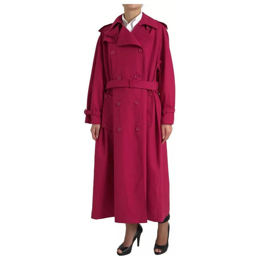 Dark Pink Double Breasted Trench Coat Jacket