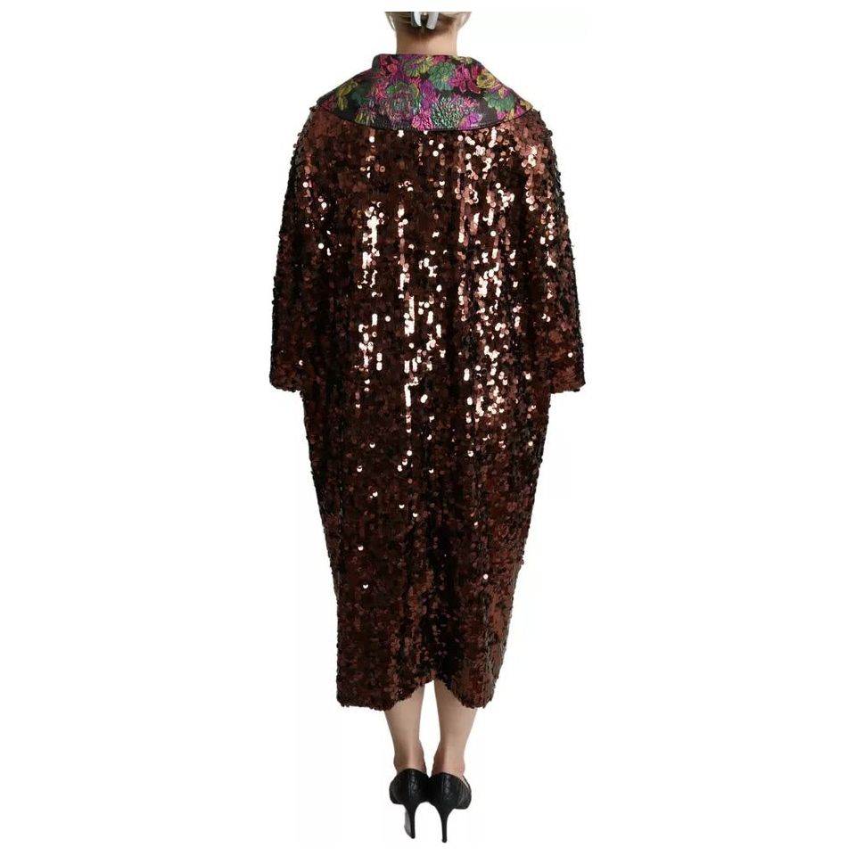 Dolce & Gabbana Multicolor Sequined Long Coat Jaquard Jacket Dolce & Gabbana