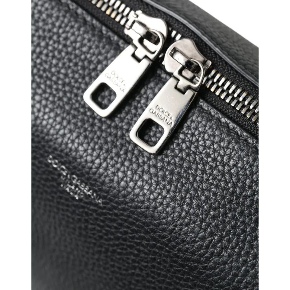 Dolce & Gabbana Black Pebbled Leather Edge Shoulder Strap Men Bag Dolce & Gabbana