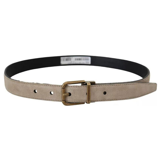 Dolce & Gabbana Beige Velvet Leather Gold Tone Metal Buckle Belt Dolce & Gabbana