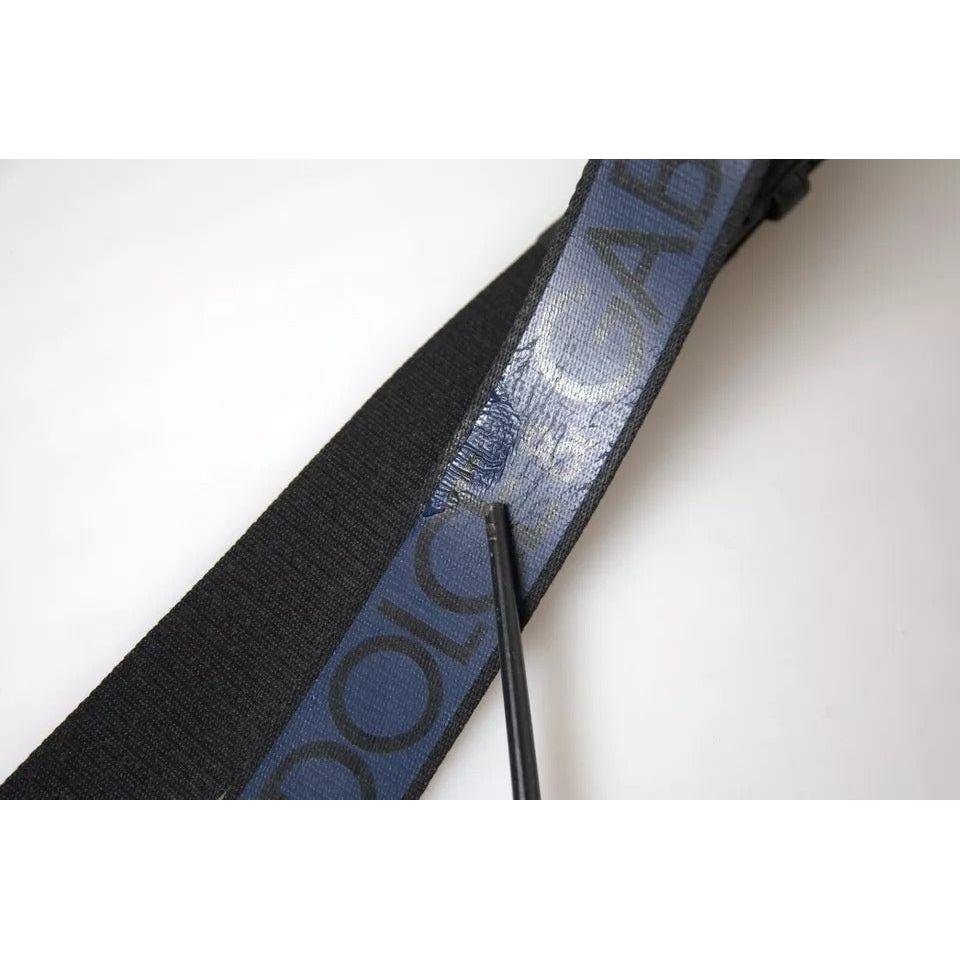 Dolce & Gabbana Black Blue Leather Silver Metal Buckle Belt Dolce & Gabbana