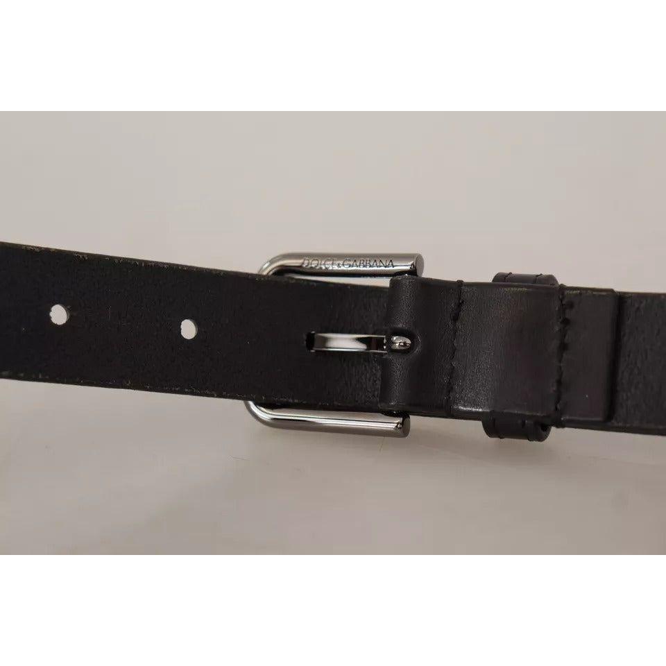 Dolce & Gabbana Black Calf Leather Classic Metal Logo Buckle Belt Dolce & Gabbana