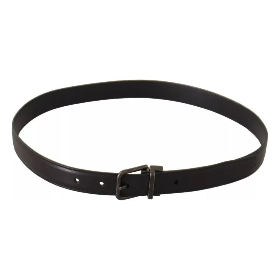 Dolce & Gabbana Black Calf Leather Antique Buckle Men Belt Dolce & Gabbana