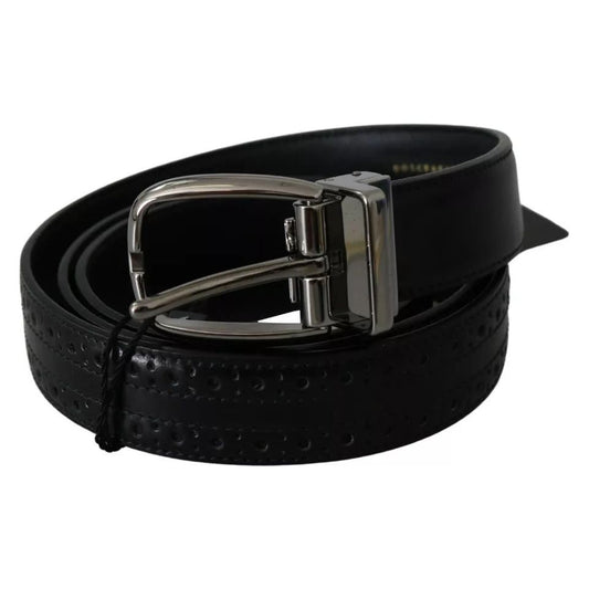 Dolce & Gabbana Black Leather Silver Metal Buckle Classic Belt Dolce & Gabbana