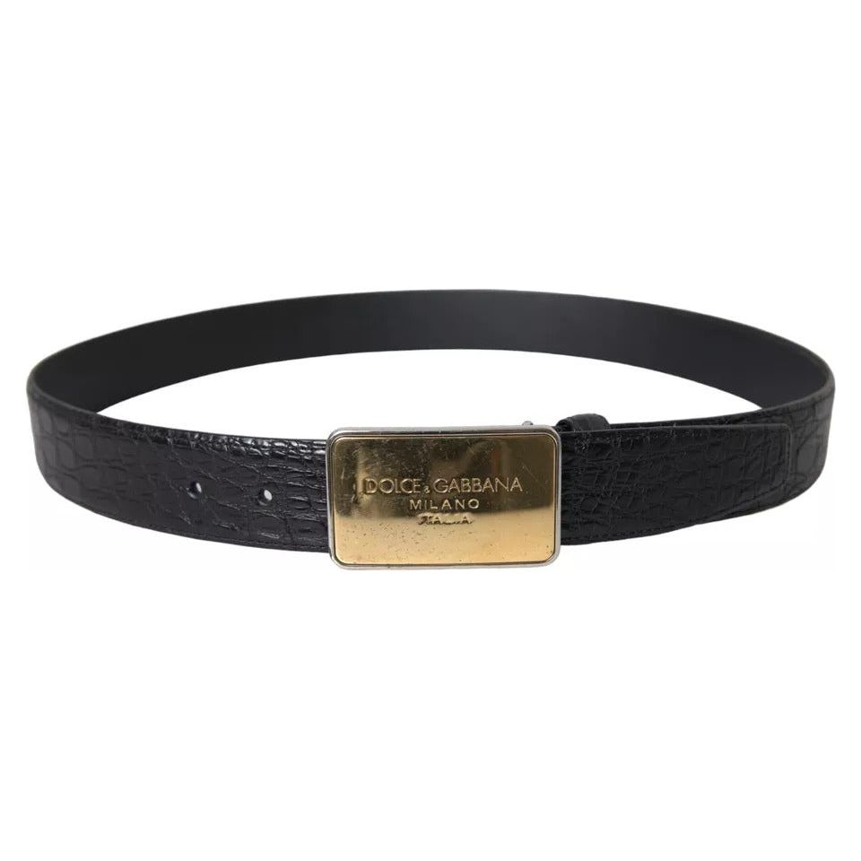 Dolce & Gabbana Black Exotic Leather Gold Metal Buckle Belt Dolce & Gabbana