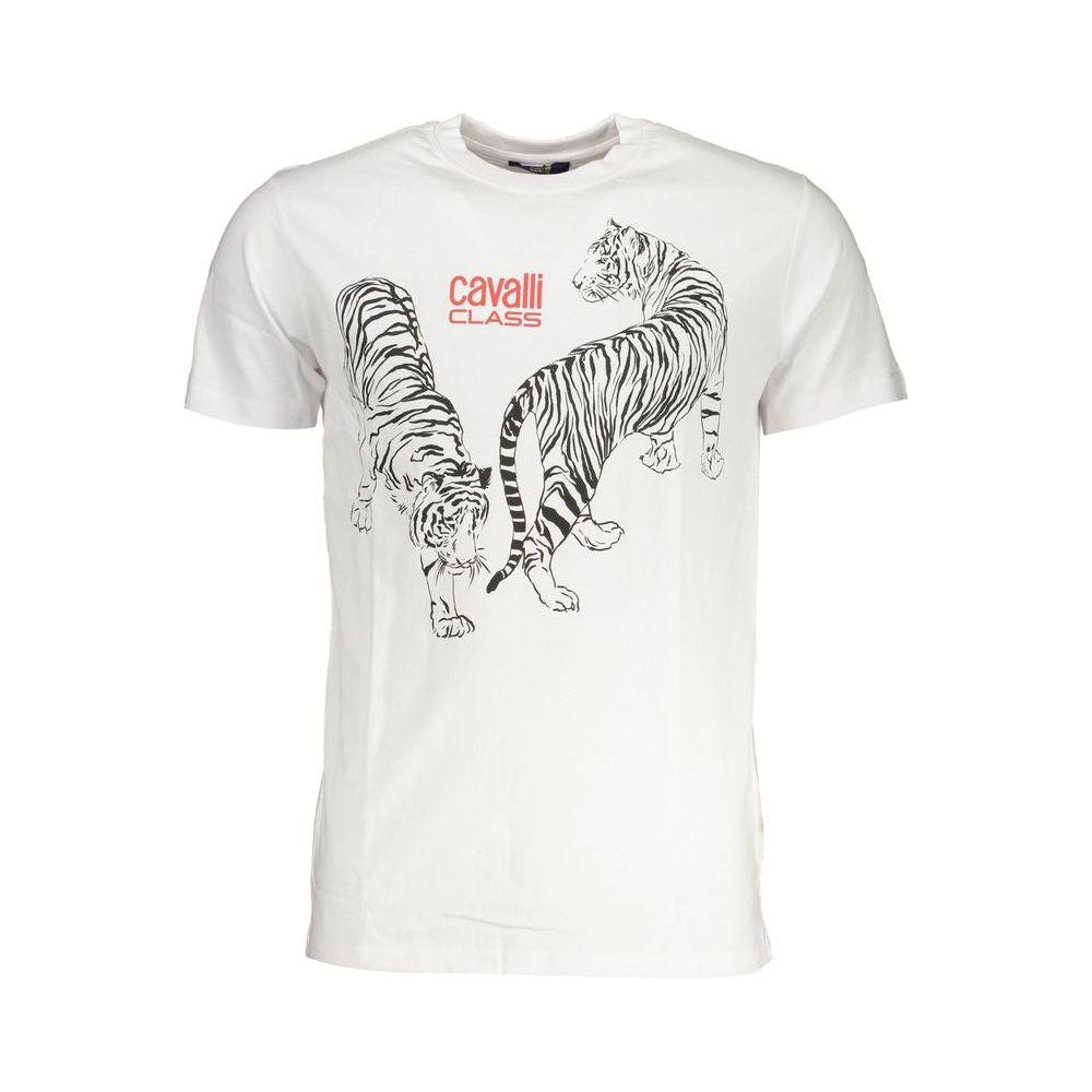 Cavalli Class White Cotton T-Shirt Cavalli Class