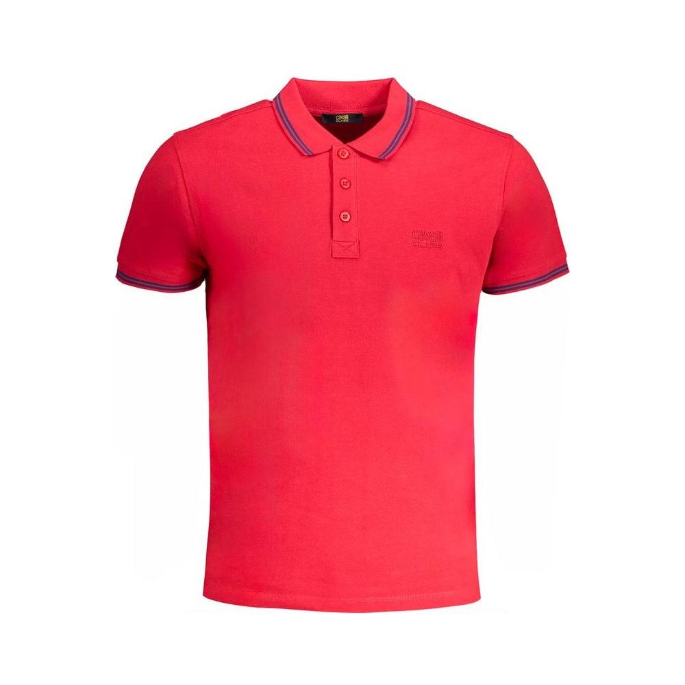 Cavalli Class Red Cotton Polo Shirt Cavalli Class