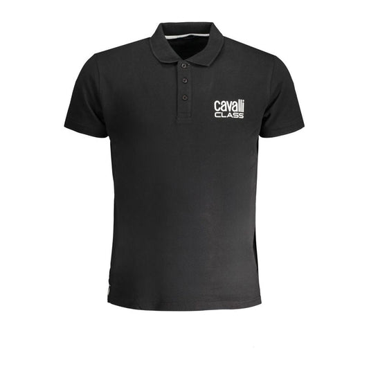 Cavalli Class Black Cotton Polo Shirt Cavalli Class