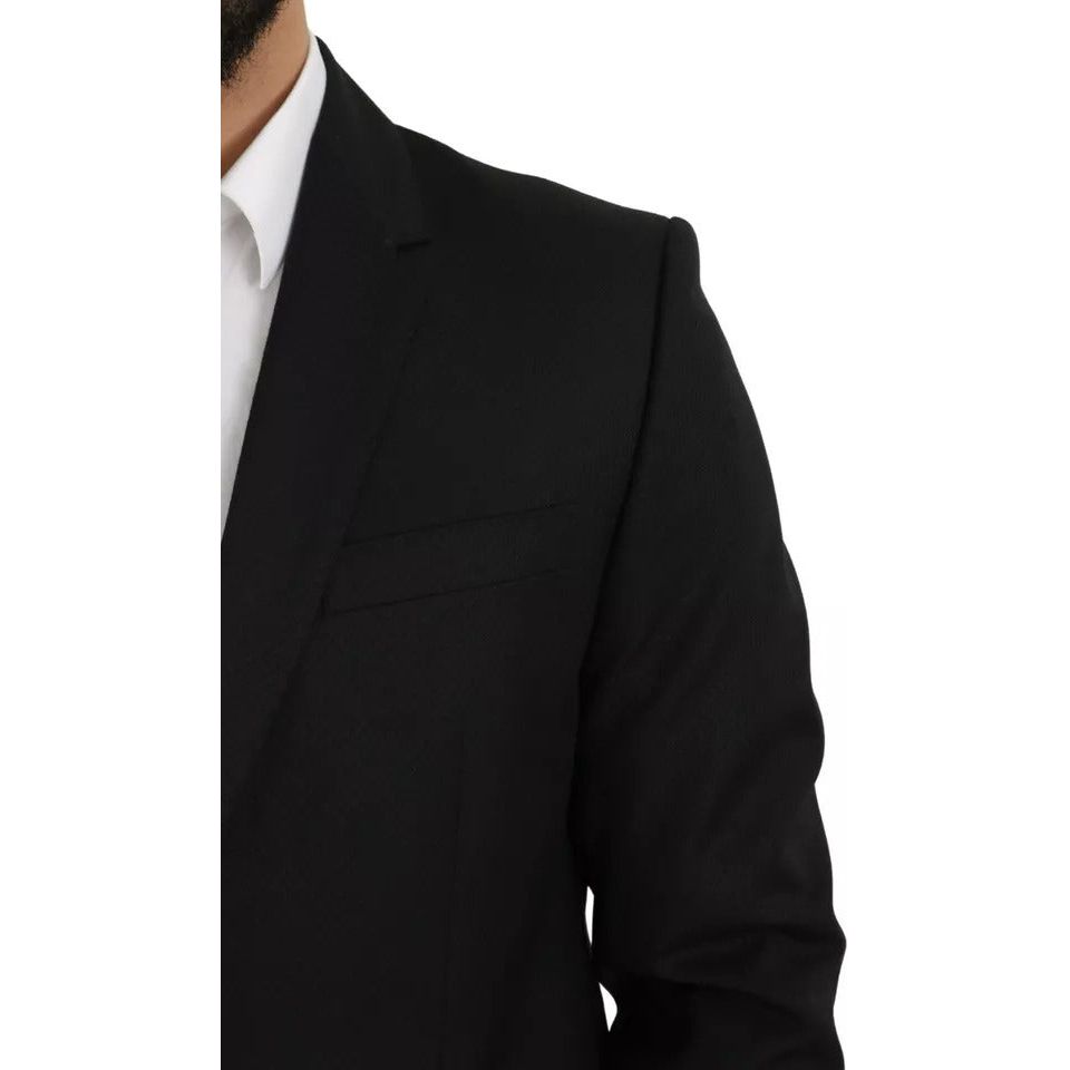 Dolce & Gabbana Black Wool Slim Fit Notch Jacket Blazer Dolce & Gabbana