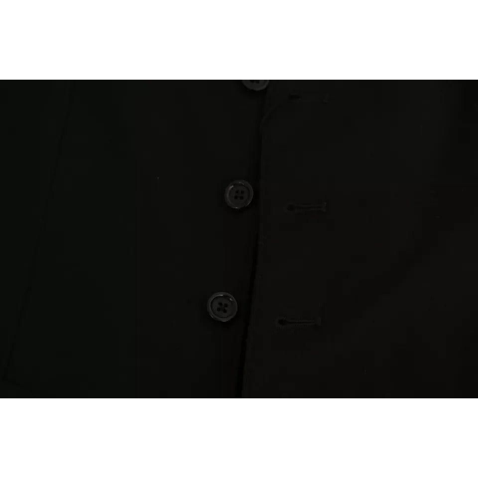 Dolce & Gabbana Black Solid STAFF Slim Fit Waistcoat Vest Dolce & Gabbana