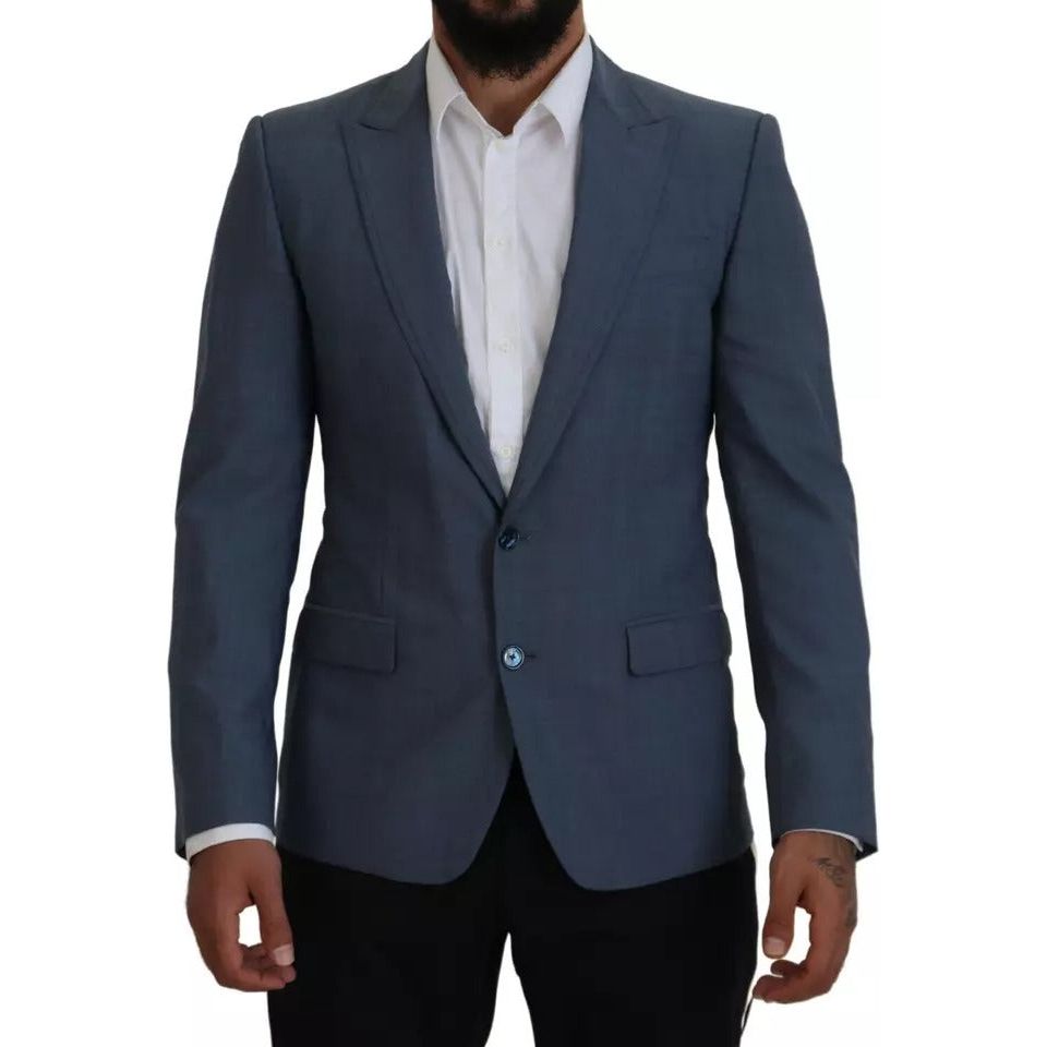 Dolce & Gabbana Blue Wool Stretch Slim Fit Jacket Blazer Dolce & Gabbana