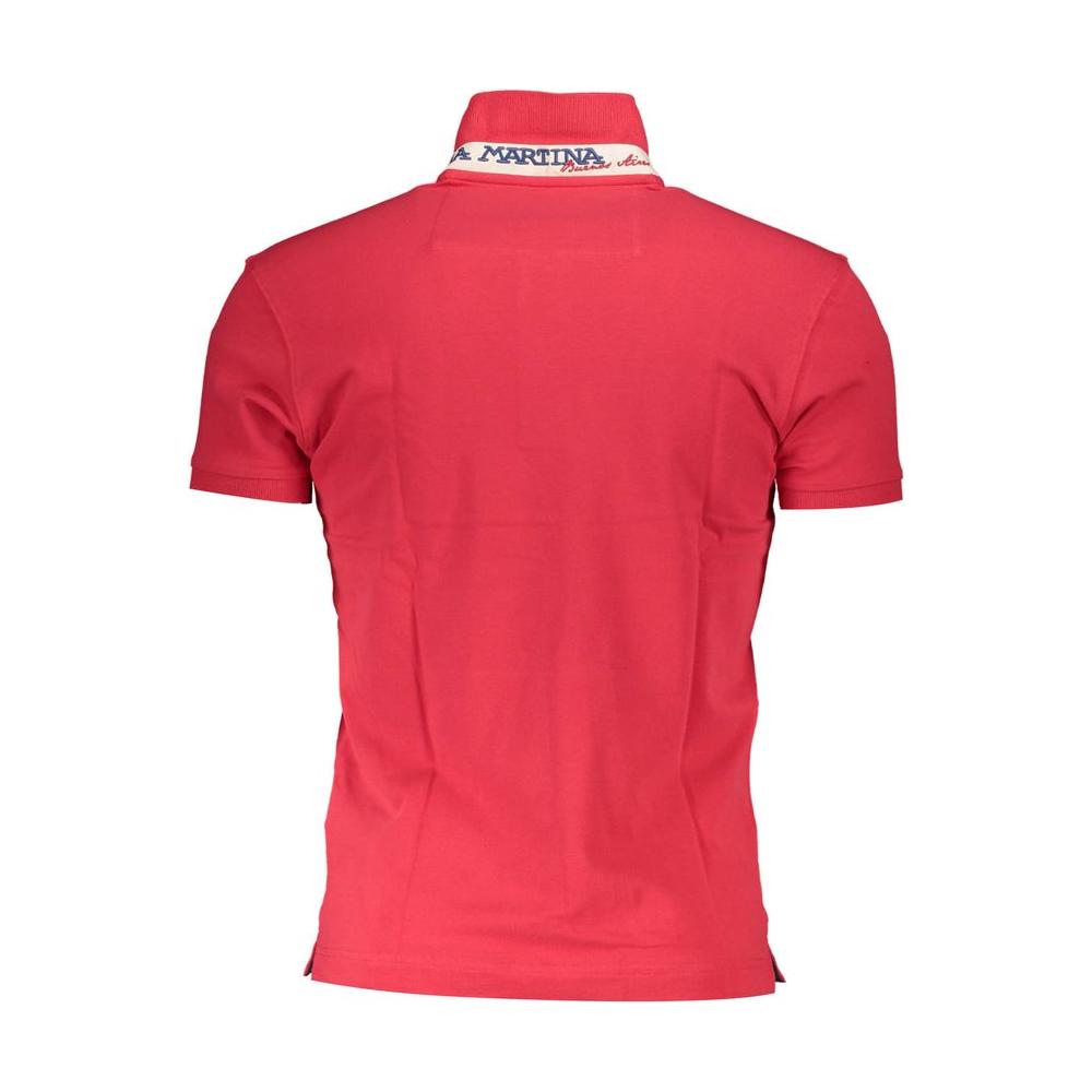 La Martina Red Cotton Men Polo Shirt La Martina