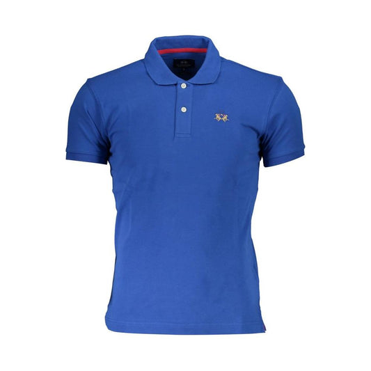 La Martina Blue Cotton Men Polo Shirt La Martina