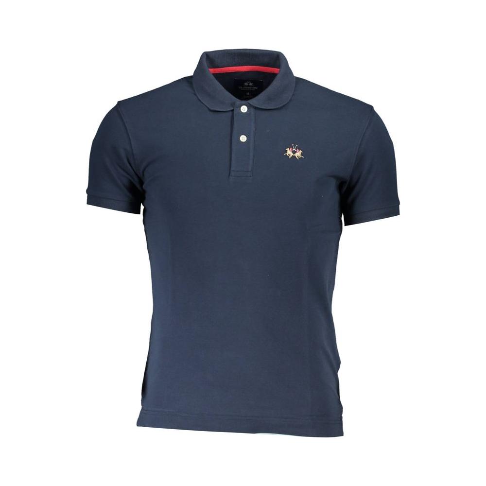 La Martina Blue Cotton Men Polo Shirt La Martina