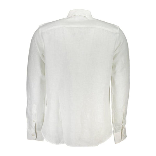 North Sails Elegant White Linen Long-Sleeved Shirt North Sails